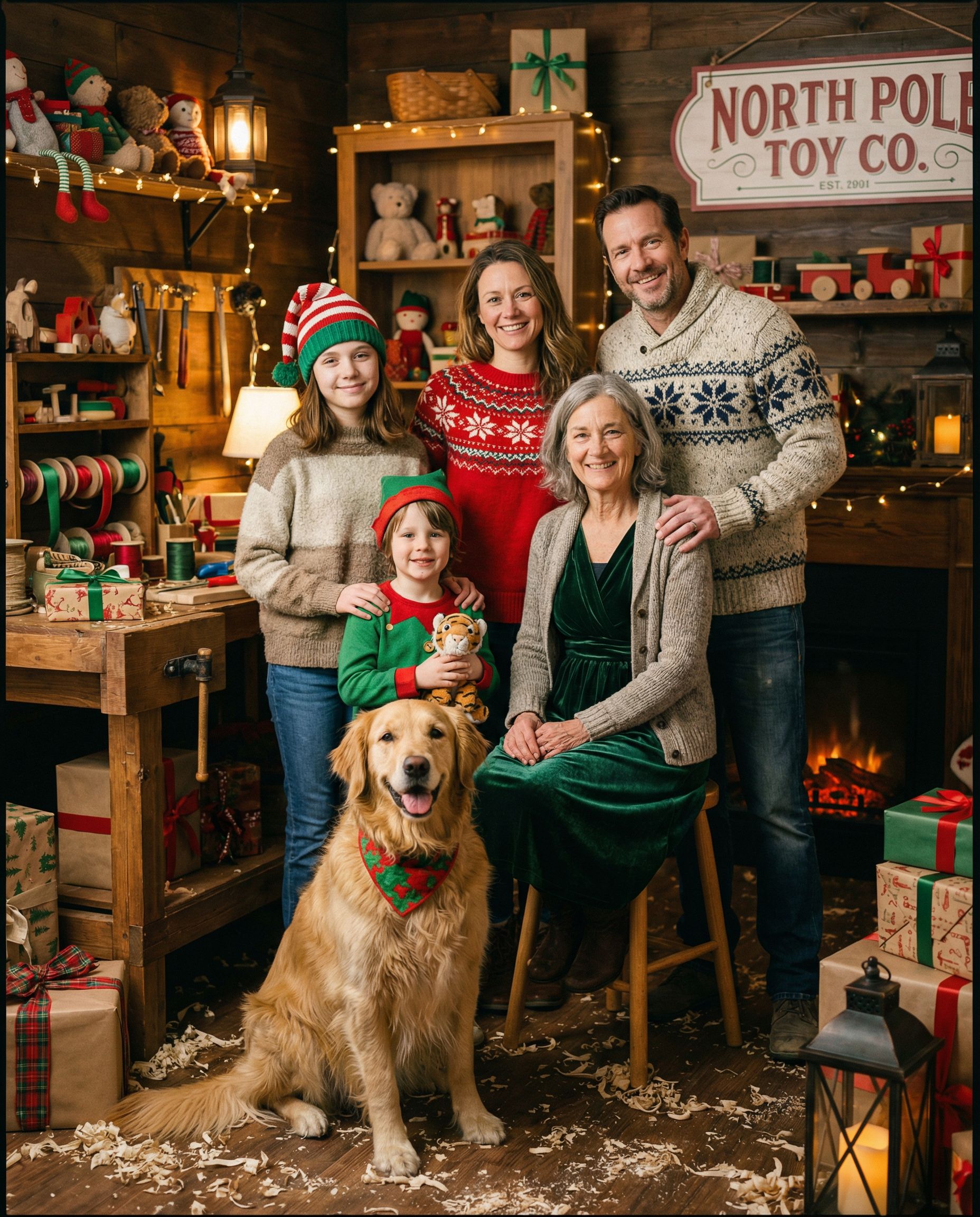Three generation family Christmas photo example 6