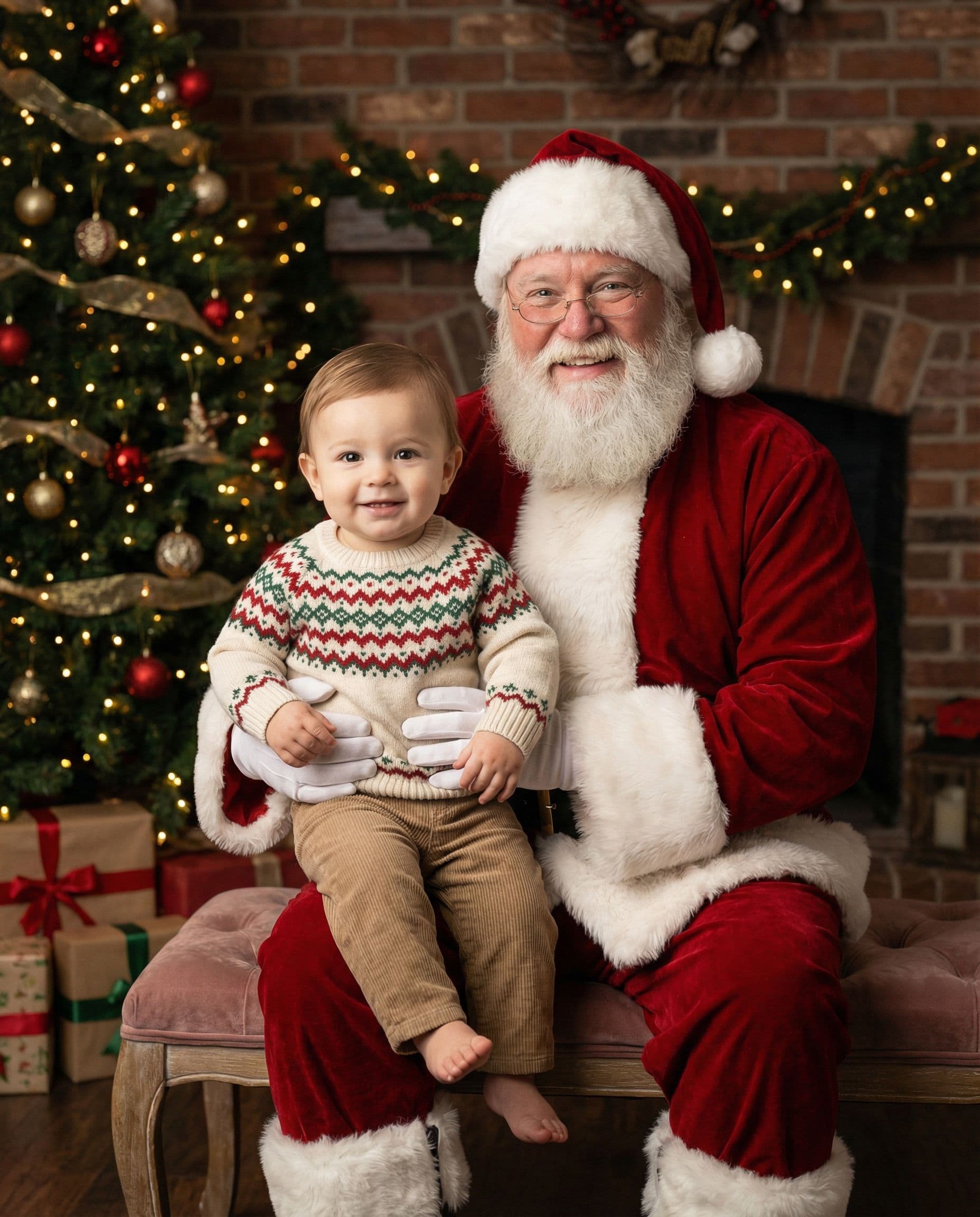 AI Christmas photo of kids with Santa