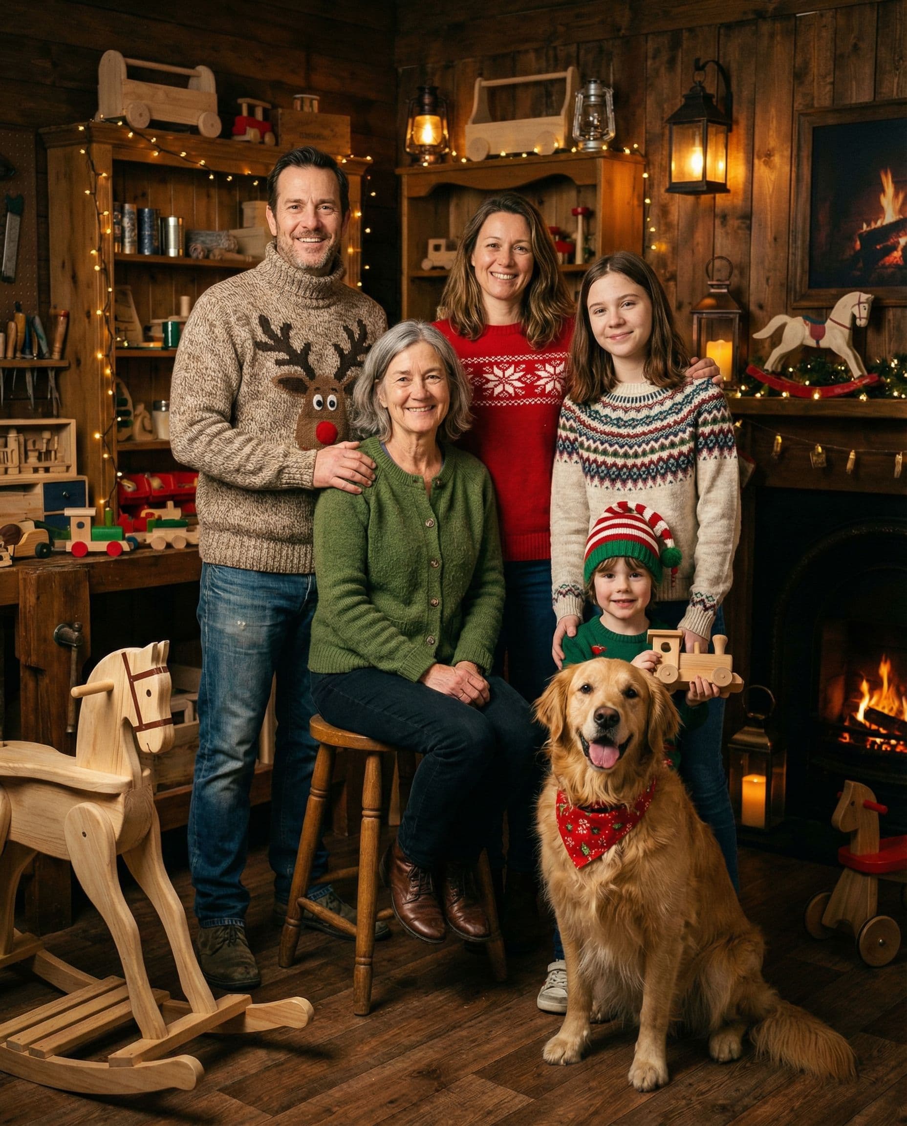 Three generation family Christmas photo example 4