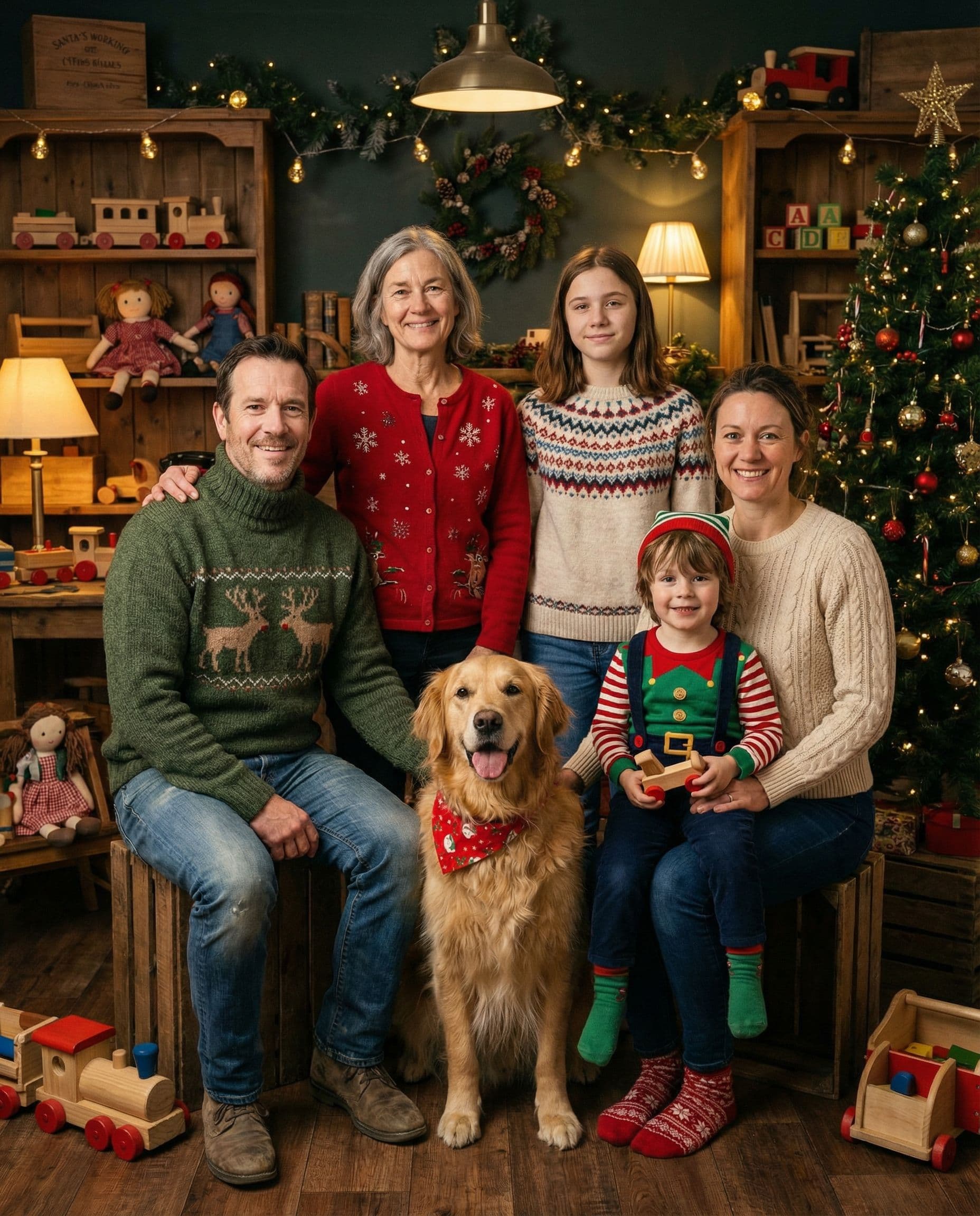 Three generation family Christmas photo example 5