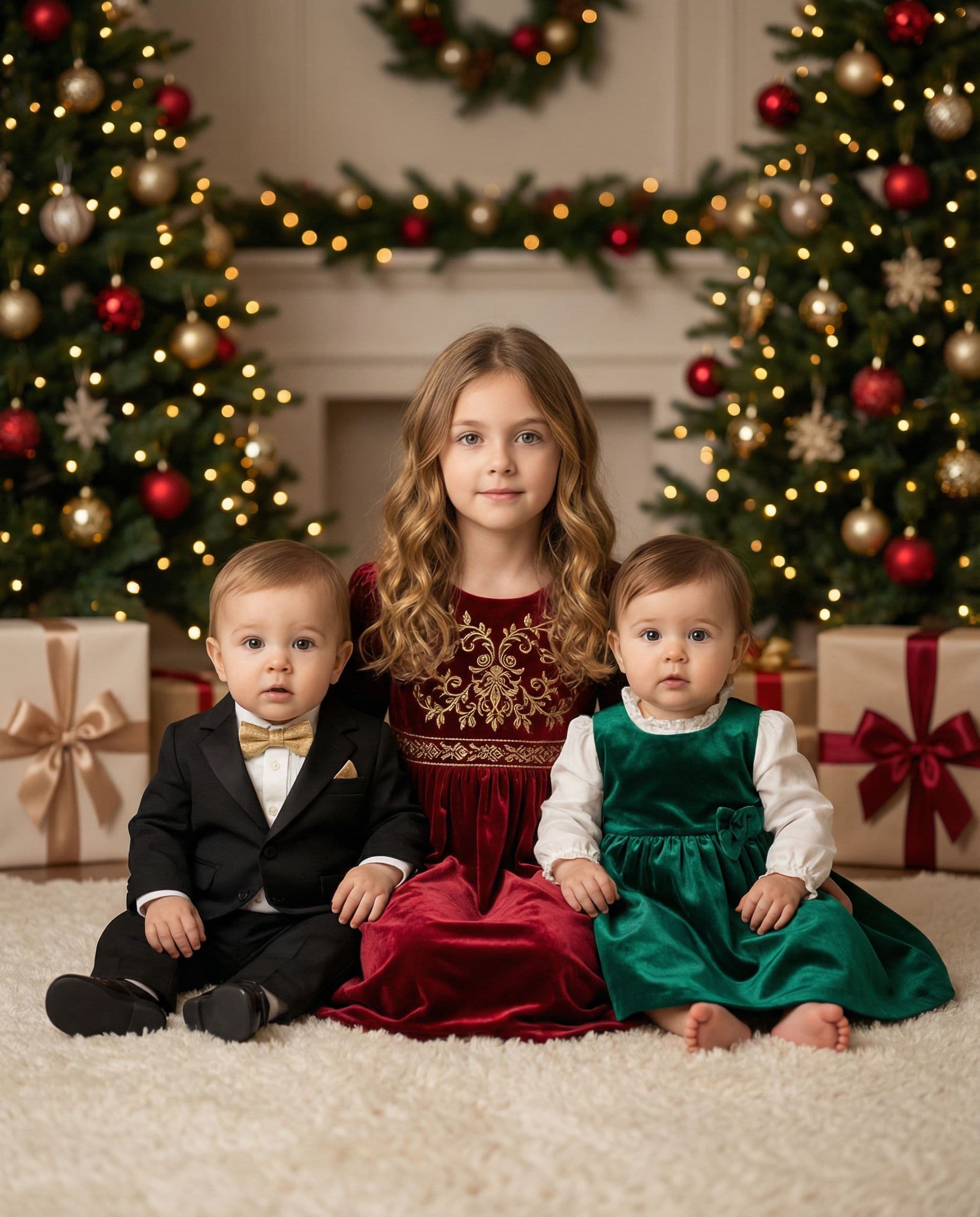 Elegant studio Christmas card photo example 2