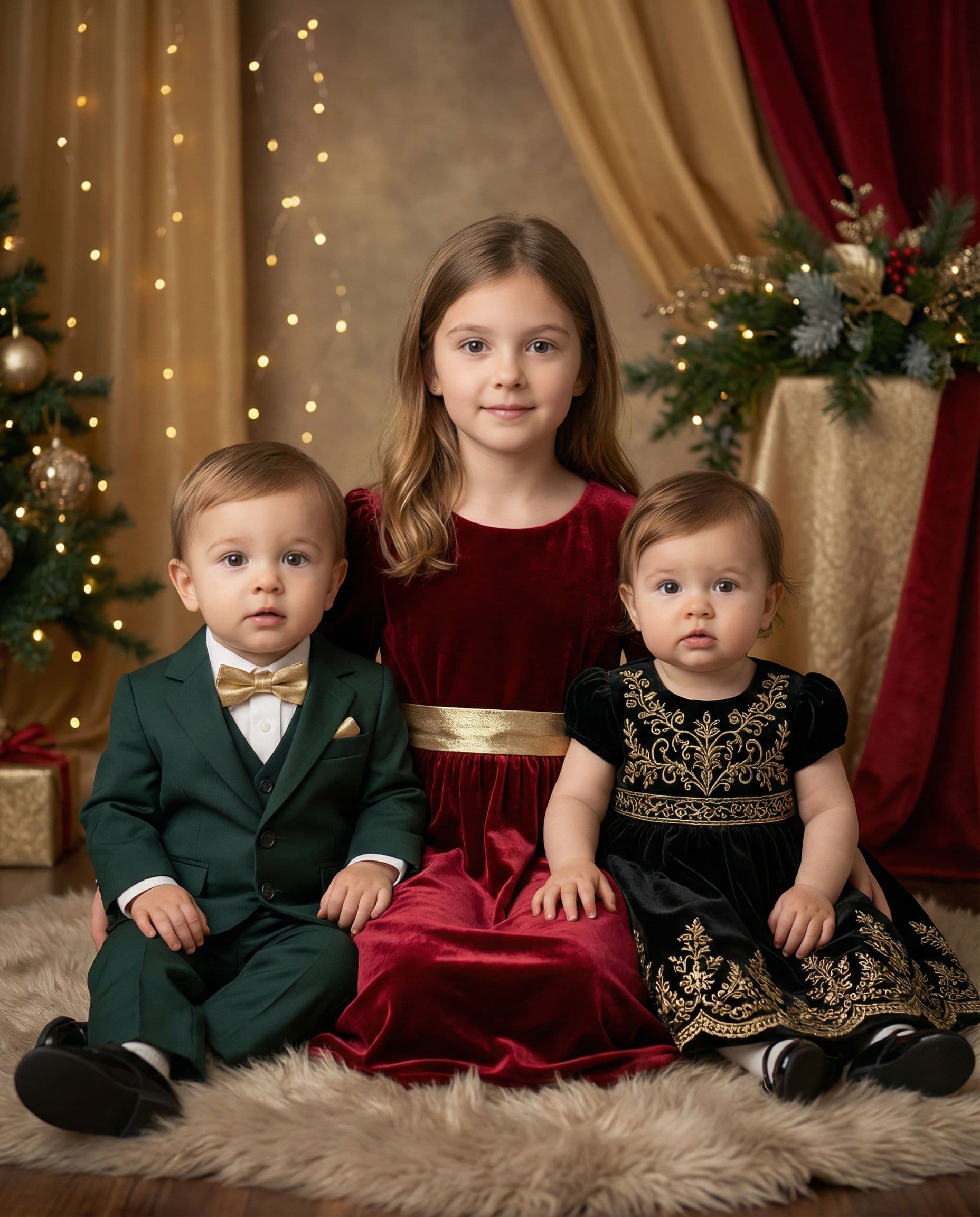 Elegant studio Christmas card photo example 4