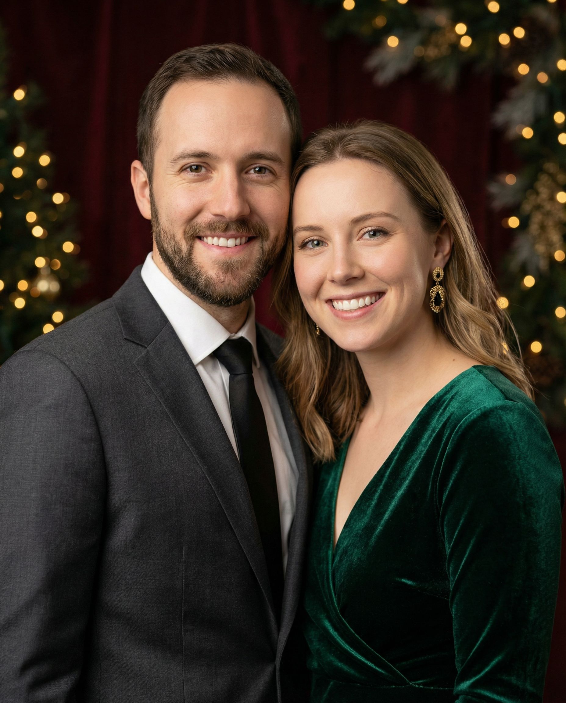 Elegant studio couples Christmas portrait example 2