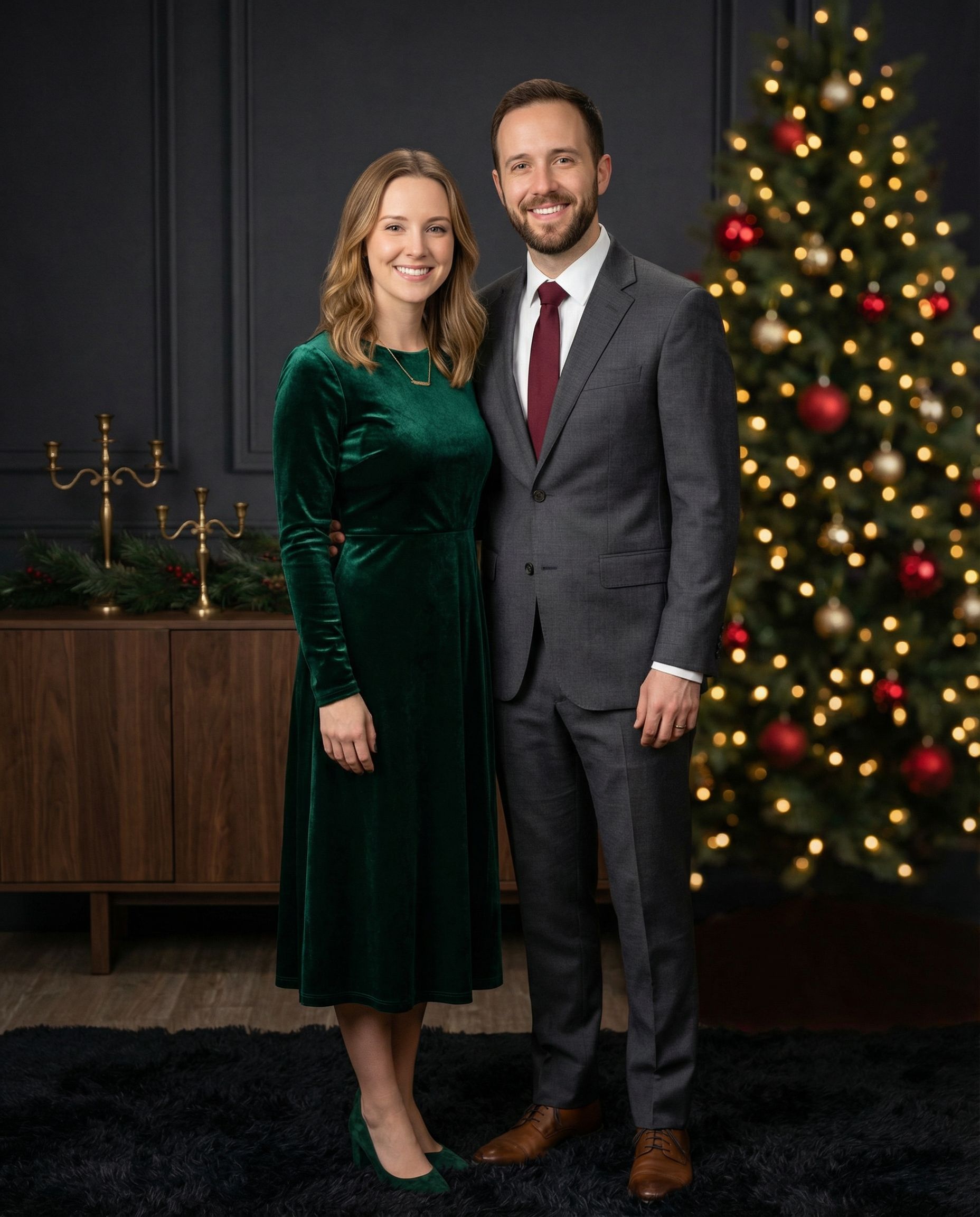 Elegant studio Christmas card photo example 3