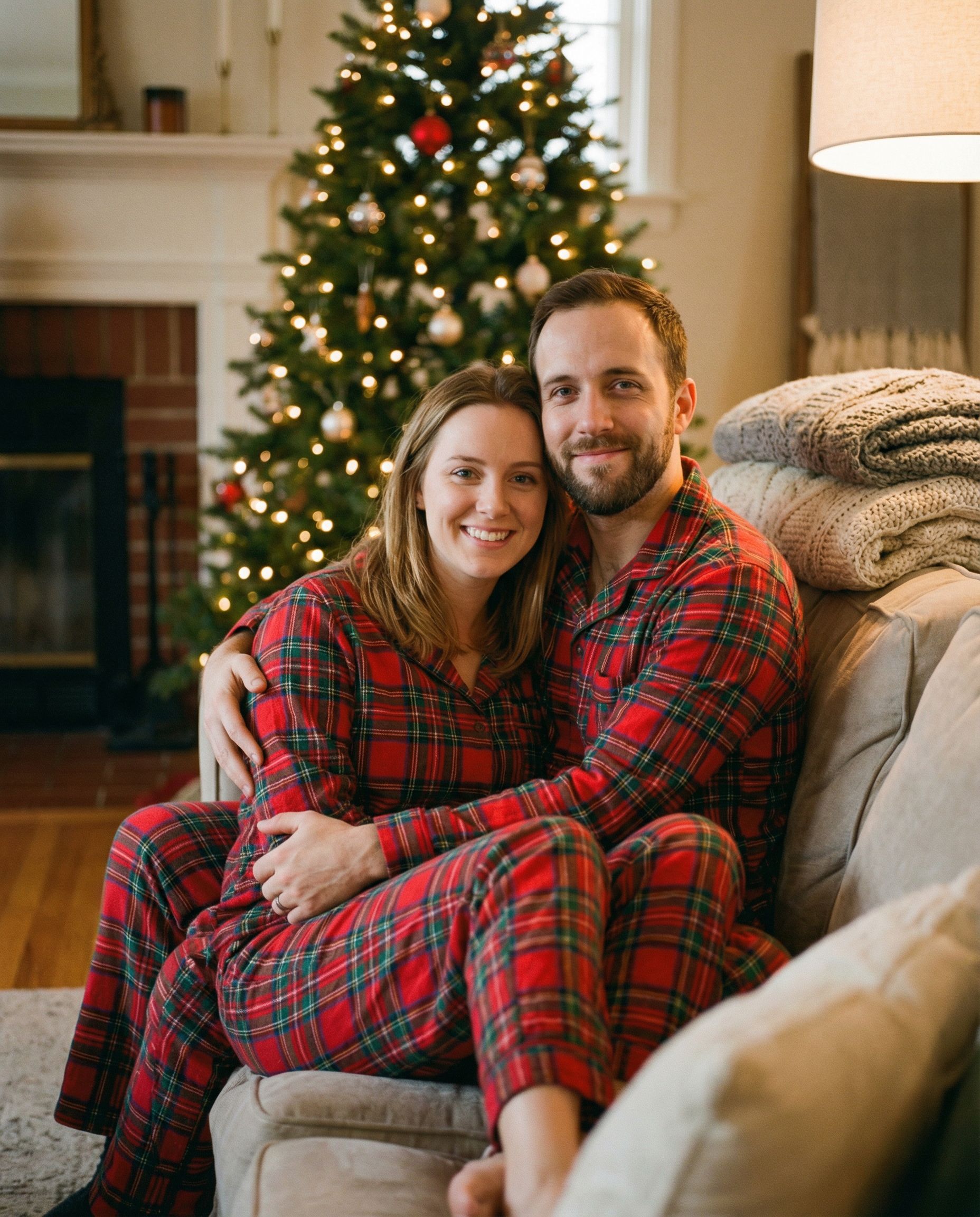 Cozy family Christmas card photo example 3