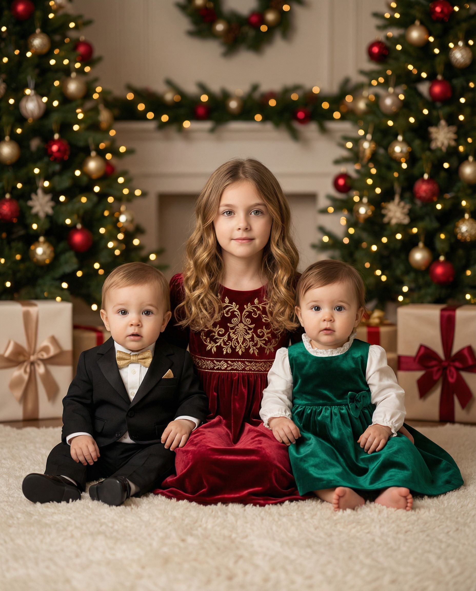 Elegant studio Christmas card photo example 2