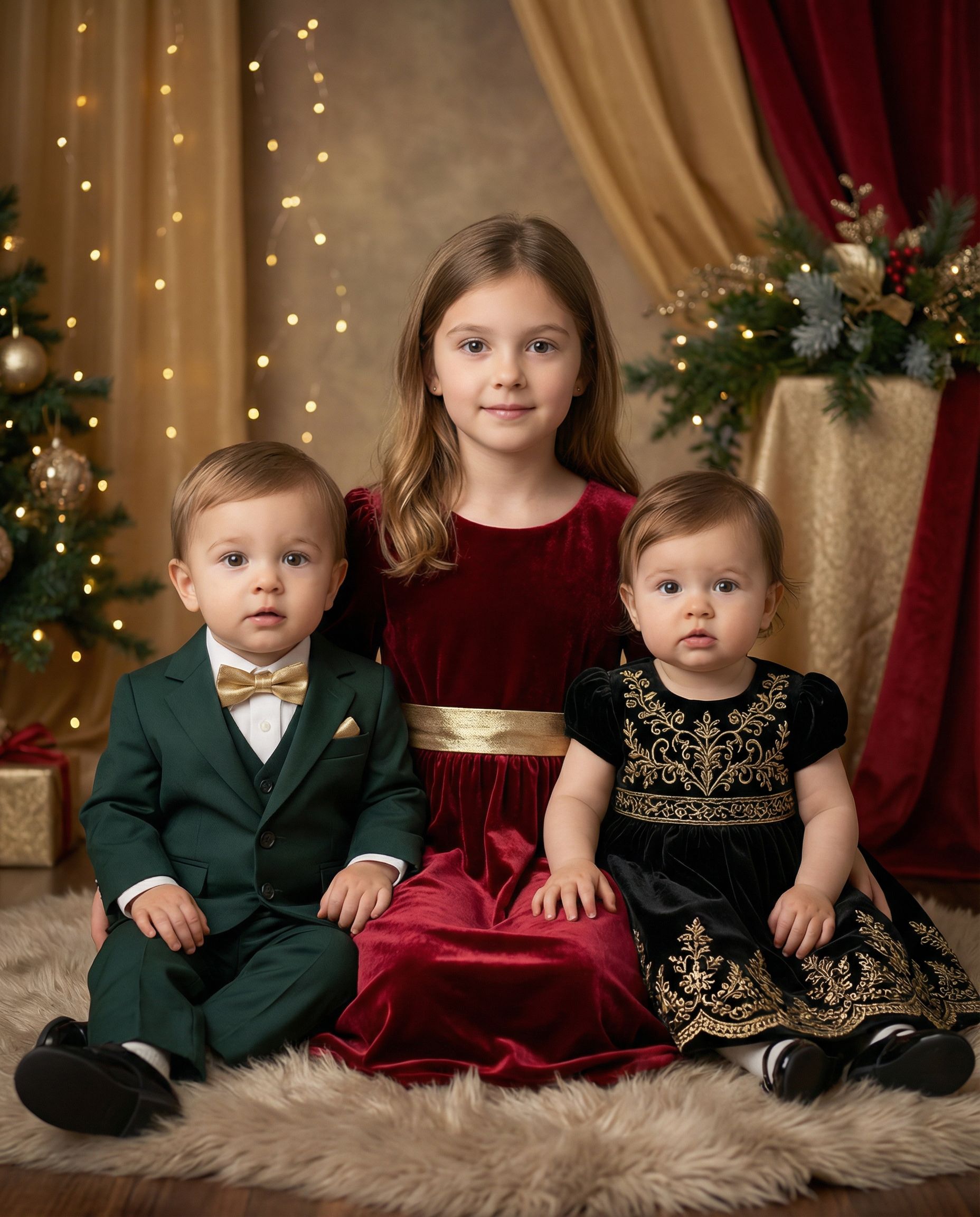 Elegant studio Christmas card photo example 4