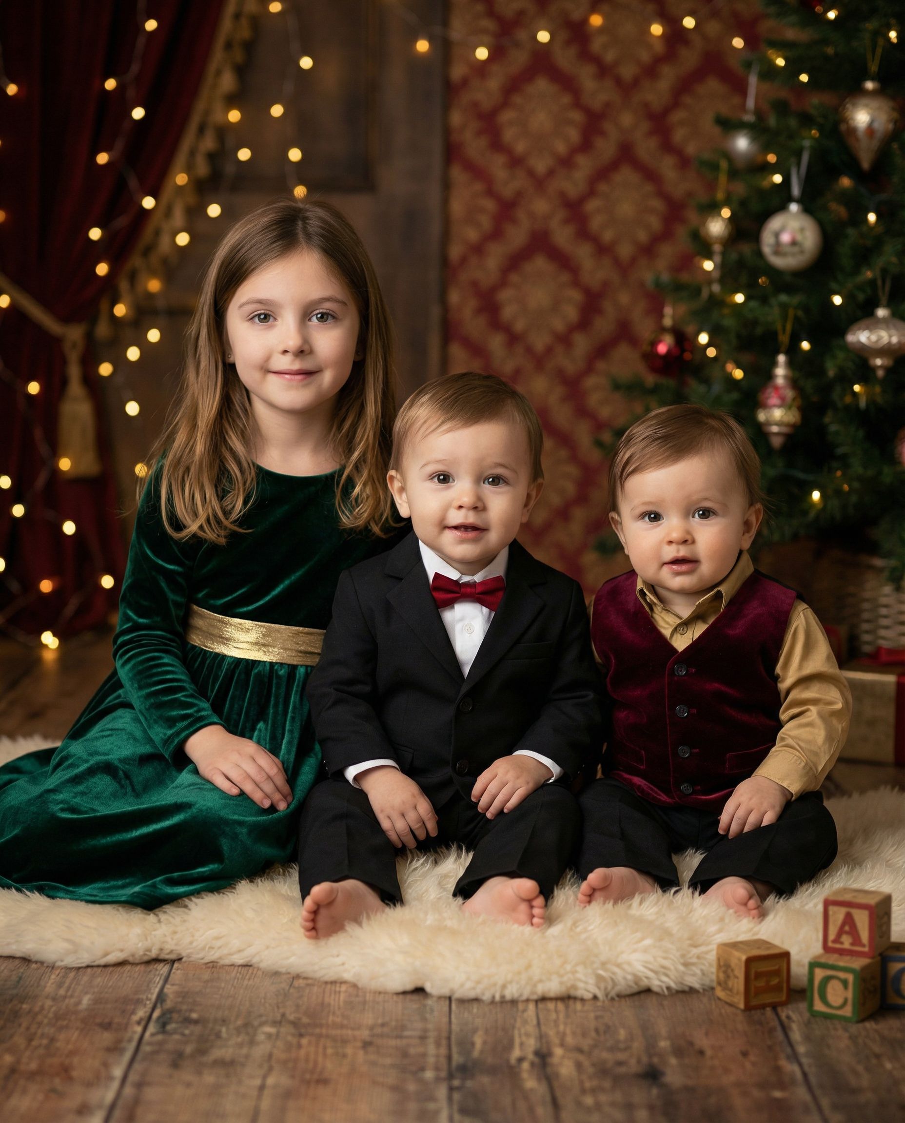 Elegant studio Christmas card photo example 6