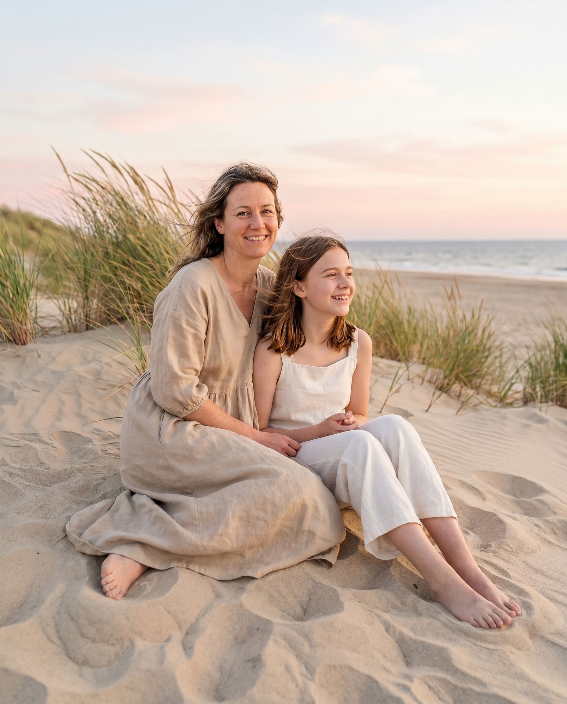 Pastel dunes beach family photo example 2