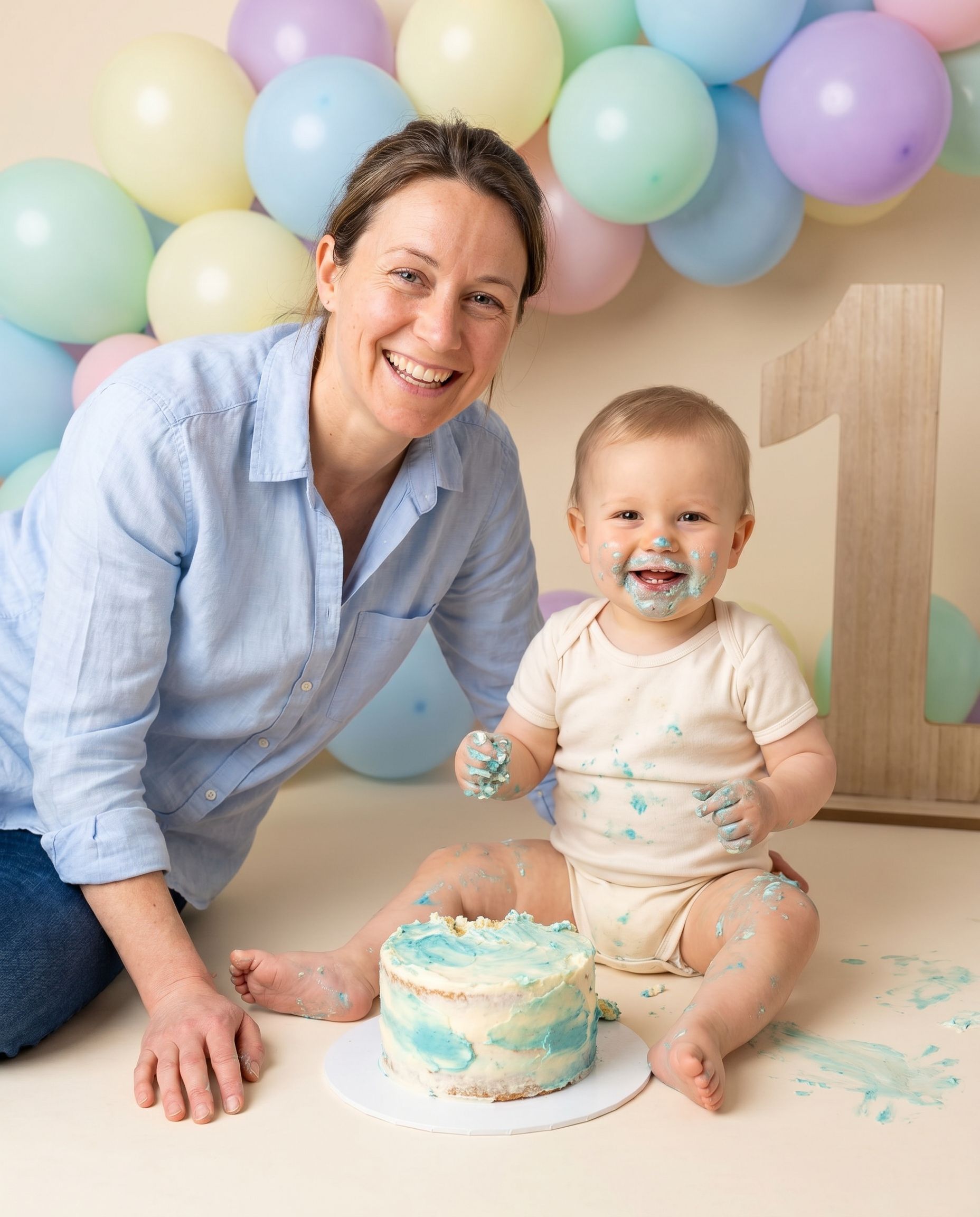 Cake smash photoshoot with parents and smash cake