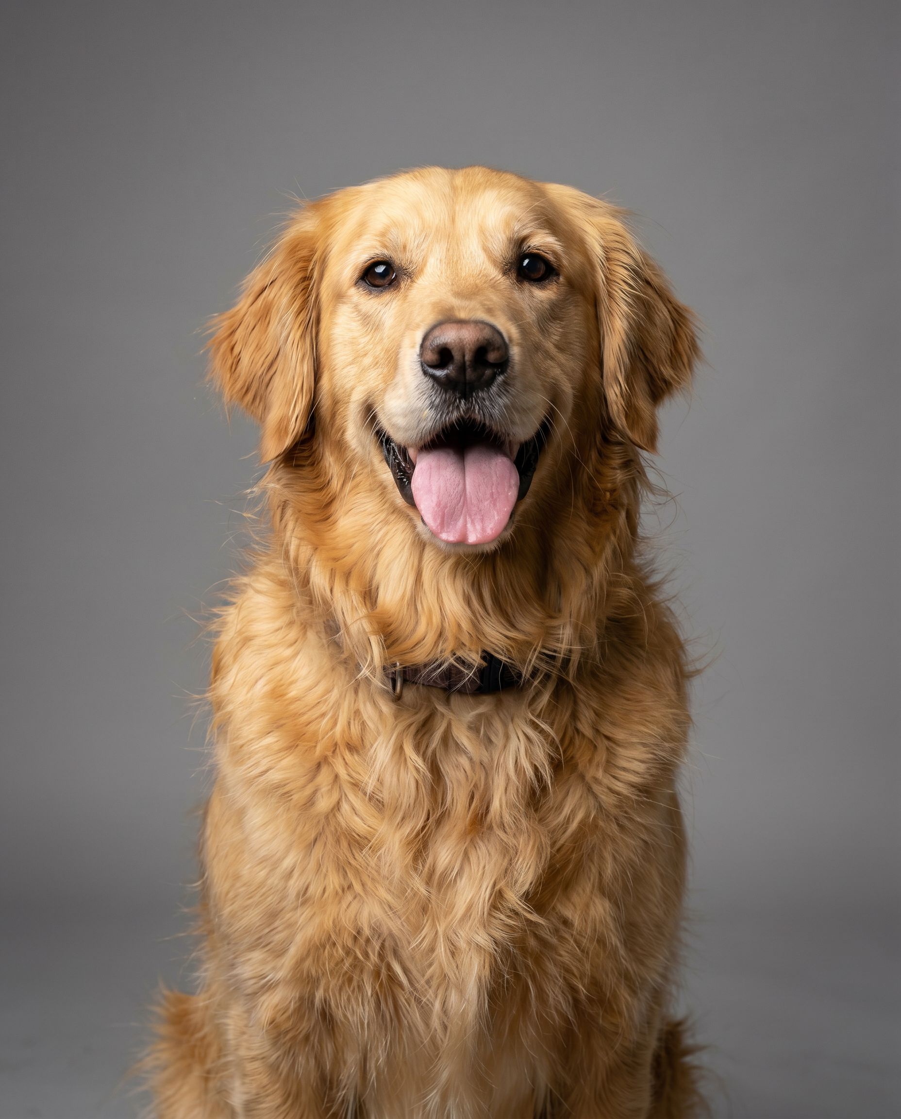 AI pet portrait of a golden retriever in studio